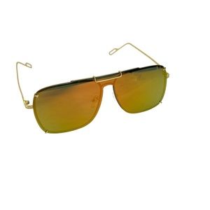 GOLD RIM Aviator Sunglasses Sun Glasses Shades Wire Frame Mirror Lense Beach